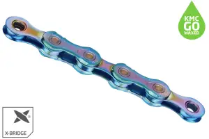 Цепь 118 зв. 1/2x11/128 KMC X11 NPNP Waxed Chain, Aurora Blue - Магазин ВелоБуча