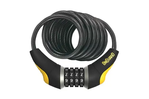 Замок Onguard DOBERMAN кодовый на 4 цифры, спиральный трос 240см х 12мм, поворотный держатель на раму - OnGuard - Магазин ВелоБуча Замок Onguard DOBERMAN кодовый на 4 цифры, спиральный трос 240см х 12мм, поворотный держатель на раму - Магазин ВелоБуча