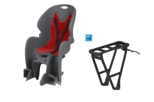 Дитяче велокрісло Polisport Dieffe Bikey GP, на багажник, 22 кг, сірий/черв. багажник HRP