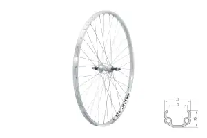 Колесо заднє на гайках KLS Event 28", V-brake, під тріщину, 10x135мм сріблястий