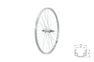 Колесо заднє на гайках KLS Event 26", V-brake, під тріщину, 10x135мм сріблястий