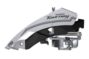 Перемикач перед. универсал. тяга 3 max-42T 34.9мм (адаптер 31.8мм)мм SHIMANO FD-TY600-L6 срiблястий з чорним - Магазин ВелоБуча