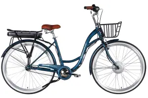 Велосипед с электроприводом 28" ST Dorozhnik eAQUAMARINE BH рама-19" 36B 13А*г 500Вт темно-синий с корзиной 2026