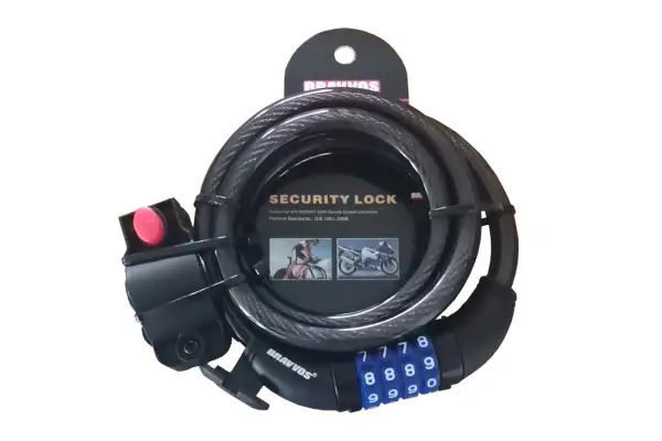 Замок тросовый кодовый BRAVVOS LOC-125-135 1500мм *12мм черный AM (брендированная упаковка) - - Магазин ВелоБуча Замок тросовый кодовый BRAVVOS LOC-125-135 1500мм *12мм черный AM (брендированная упаковка) - Магазин ВелоБуча