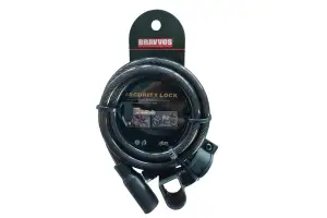 Замок тросовый на ключе BRAVVOS LOC-045-055 1500мм *10мм черный AM (брендированная упаковка)