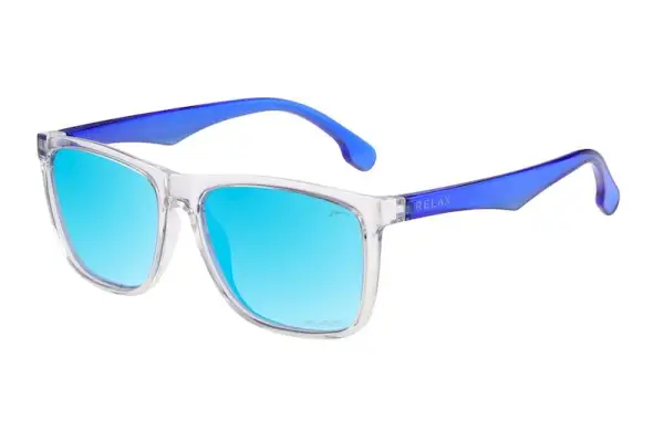 Окуляри Relax Alburry кристал shiny, лінза smoke (TAC 1,1mm Polarized), ice blue revo, кат. 3 - Магазин ВелоБуча