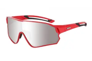 Очки Relax Artan красные глянцевые, линза smoke (Polarized TAC 1,1мм), silver mirror, кат. 3 - Магазин ВелоБуча