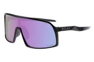 Окуляри Relax Prati чорні глянсові, лінза smoke (Polarized TAC), ametyst platinum, кат. 2