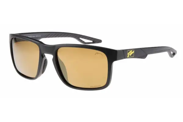 Очки Relax Baltra черные матовые, линза smoke (Polarized TAC 1,1mm), gold mirror, кат. 3 - Магазин ВелоБуча