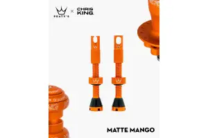 Ніпелі Peatys x Chris King Tubeless Valves, 42mm, Mango - Магазин ВелоБуча