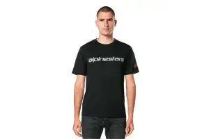 Футболка Alpinestars LINEAR WORDMARK 2.0 CSF TEE BLACK/GREY/RED, M - Магазин ВелоБуча
