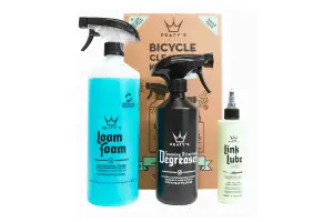Набор для мойки Peaty's Gift Pack, Wash Degrease Lubricate Dry, шампунь 500ml / дегризер 500ml / смазка цепи 120ml, Dry Набор для мойки Peaty's Gift Pack, Wash Degrease Lubricate Dry, шампунь 500ml / дегризер 500ml / смазка цепи 120ml, Dry