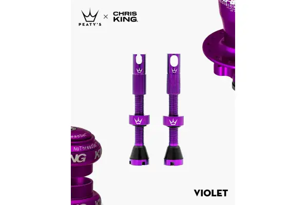 Ніпелі Peatys x Chris King Tubeless Valves, 42mm, Violet - Магазин ВелоБуча